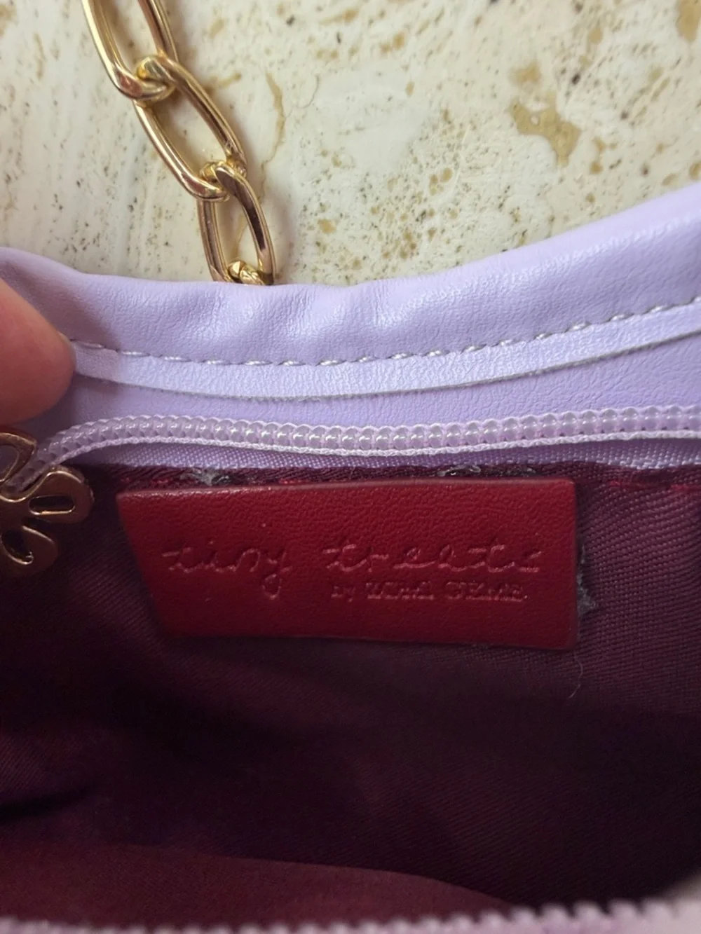 Zomi Gems Tiny Treats Tiny Hobo Bag Lavender purse crossbody KIDS bag Gold Chain